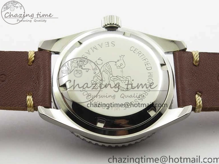 0414 Vintage Seamaster 300 Date T SS B12 Black Dial On Brown Leather Strap A2836 (Free Nylon Strap) WeatherProof 7911